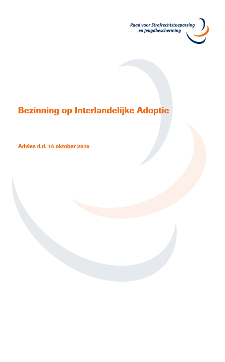 De voorkant van het rapport: Bezinning op Interlandelijke Adoptie (2016)