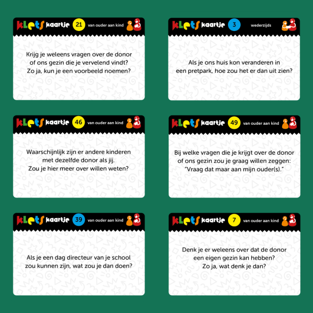 Kletskaartjes Vragenspel Donorconceptie